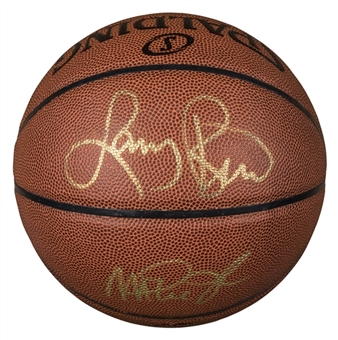 Larry Bird and Magic Johnson Dual Signed Basketball (PSA/DNA)